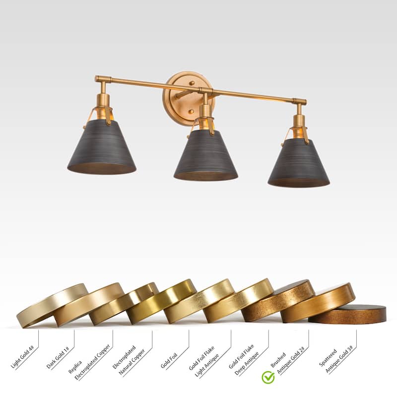 Coney Modern Gold 3-Light Bathroom Vanity Light Brushed Metal Wall Sconce