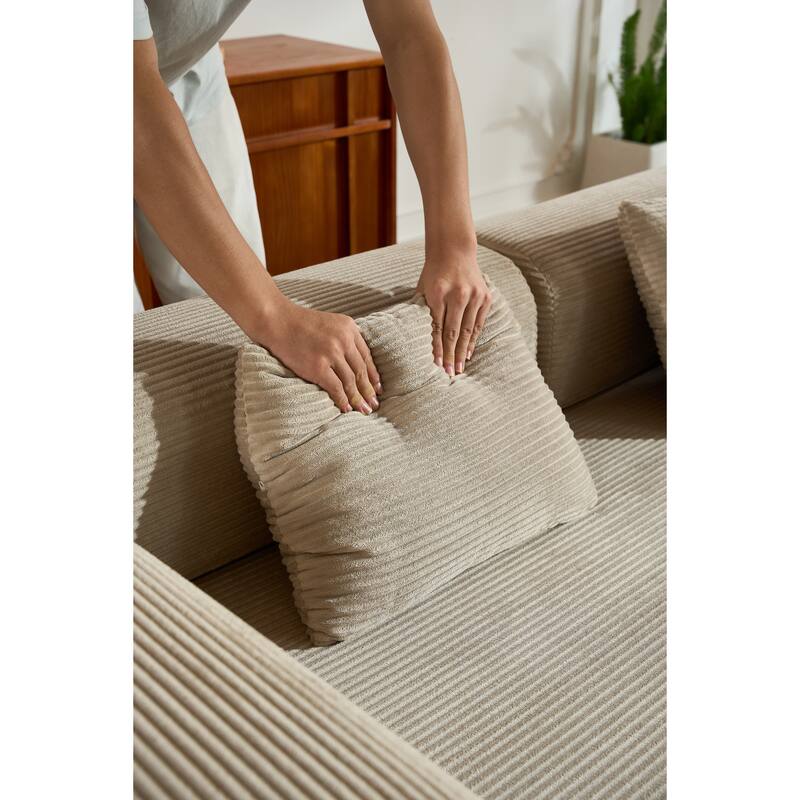 Convertible Sleeper Sofa Bed with Pillow, Corduroy Folding Mattress Couch with Fixed-Shape Frame, Floor Lounge Loveseat Sofa