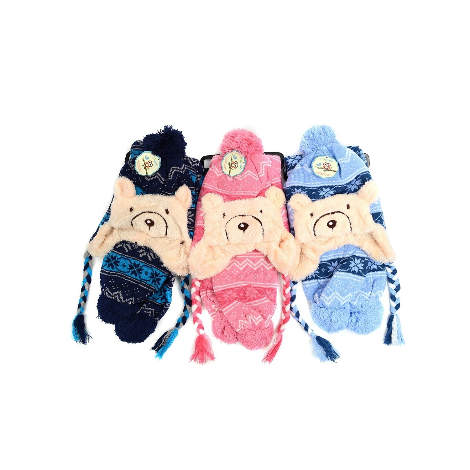 NIce Caps Girls Wrap Around Micro Fleece Embroidered Set