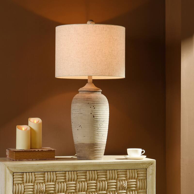 Charlotte Polyresin Table Lamp - Linen Shade