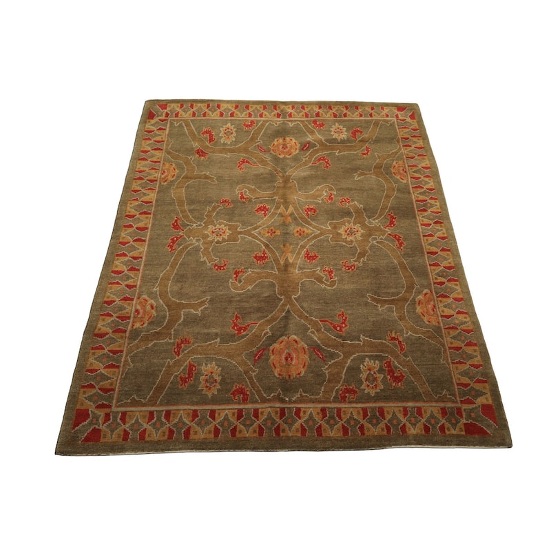 8x10 Hand Knotted Wool Moss Plush Pile Tibetan Arts & Crafts Swiss Wash Rug - 8' x 10'