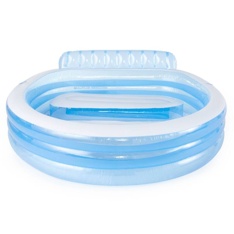 Intex Swim Center Round Inflatable Above Ground Family Lounge Outdoor Pool, Blue - 16.09