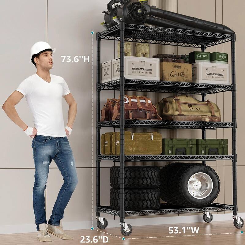 2200 LBS Heavy Duty Garage Shelving, 5-Tier Industrial Metal Shelving Unit for Basement, Pantry, Warehouse