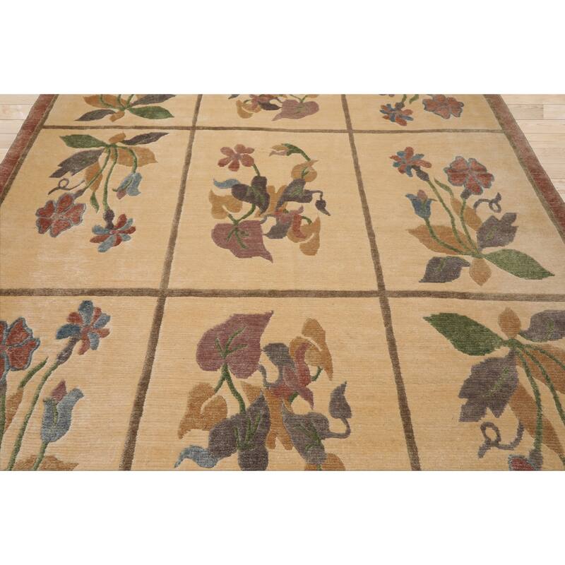 8'1''x9'8'' Hand Knotted Wool Ivory Tibetan Plush Pile Mikhaelian Rug - 8' 1'' x 9' 8''