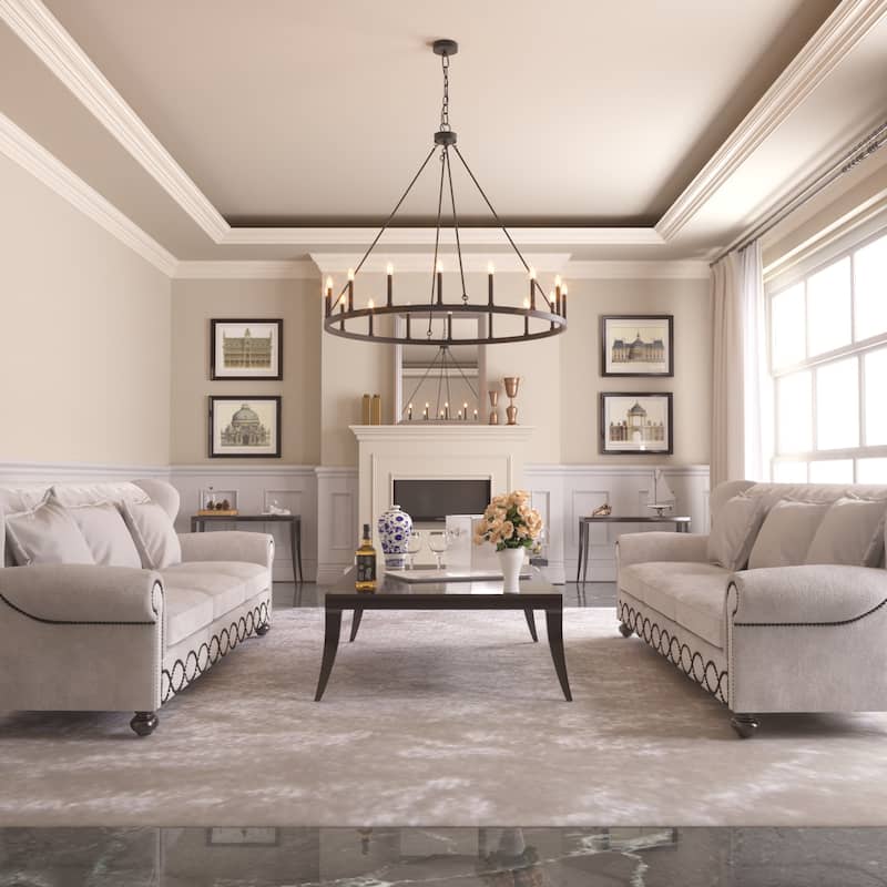 Modern Farmhouse Black Round Wagon Wheel Chandelier