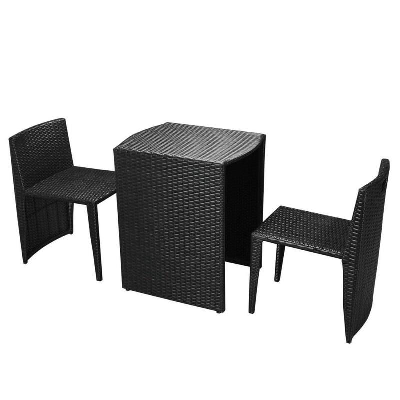 vidaXL Patio Bistro Set Outdoor Furniture Set Table and Chairs Poly Rattan - 23.6" x 18.9" x 27.6"