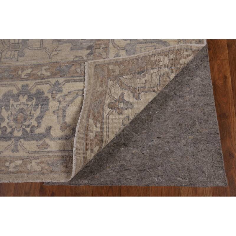 Floral Beige Oushak Turkish Area Rug Hand-Knotted Wool Carpet - 7'8"x 9'7"