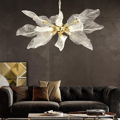 KAYLA D31.5" 18-Light Modern Chandelier, Bionic Leaf Chandelier - 31.5in