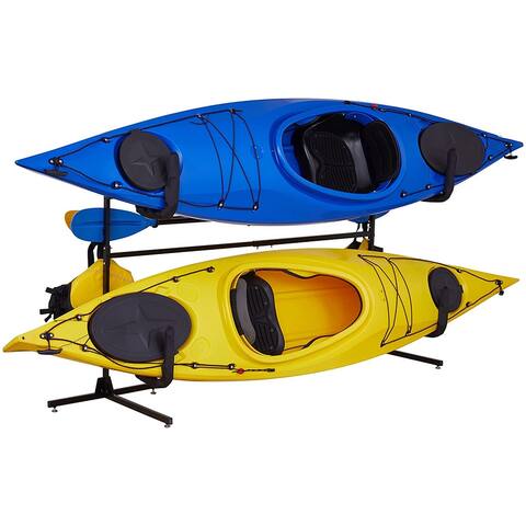 RaxGo Freestanding Kayak Storage Rack with Paddles - 2 Kayak