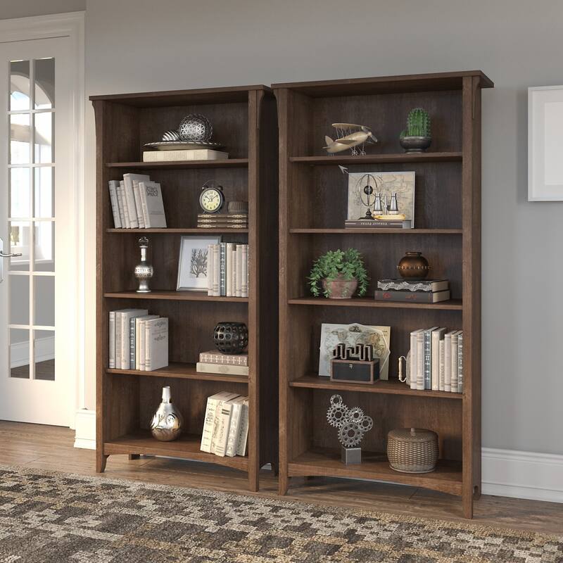 Salinas Tall 5-shelf Bookcase (Set of 2) by Bush Furniture - Ash Brown