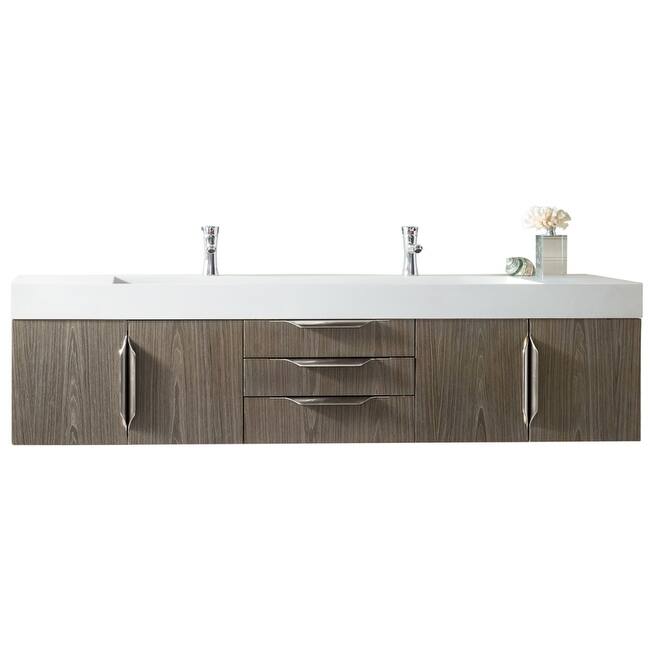 James Martin Vanities 983-V72D-W-N-GW Columbia 72" Wall Mounted Double - Ash Gray