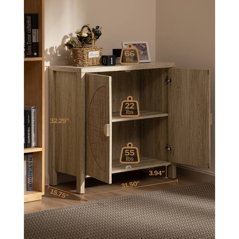 SICOTAS Rattan Sideboard Storage Cabinet