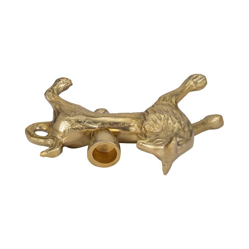 Aluminum Faux Fox-Shaped Taper Candle Holder - Gold, 8 in. - 8.0"