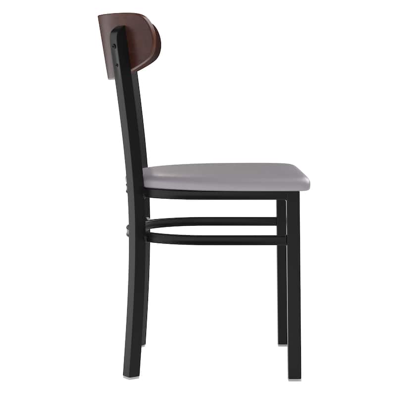 Commercial Metal Dining Chair with Wood Seat and Boomerang Back