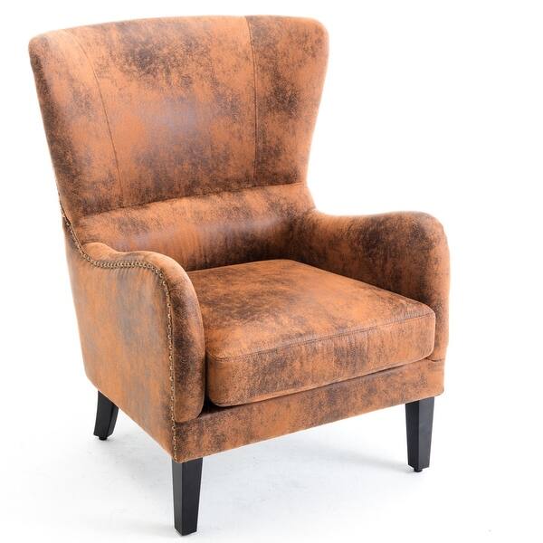 Shop Belleze Wingback Chair Seat Nail Head Faux Leather Trim High