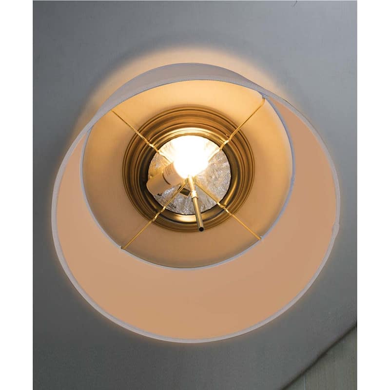 Moderne Flush Mount Conversion Kit 16"w Light Oatmeal Linen Drum Lampshade