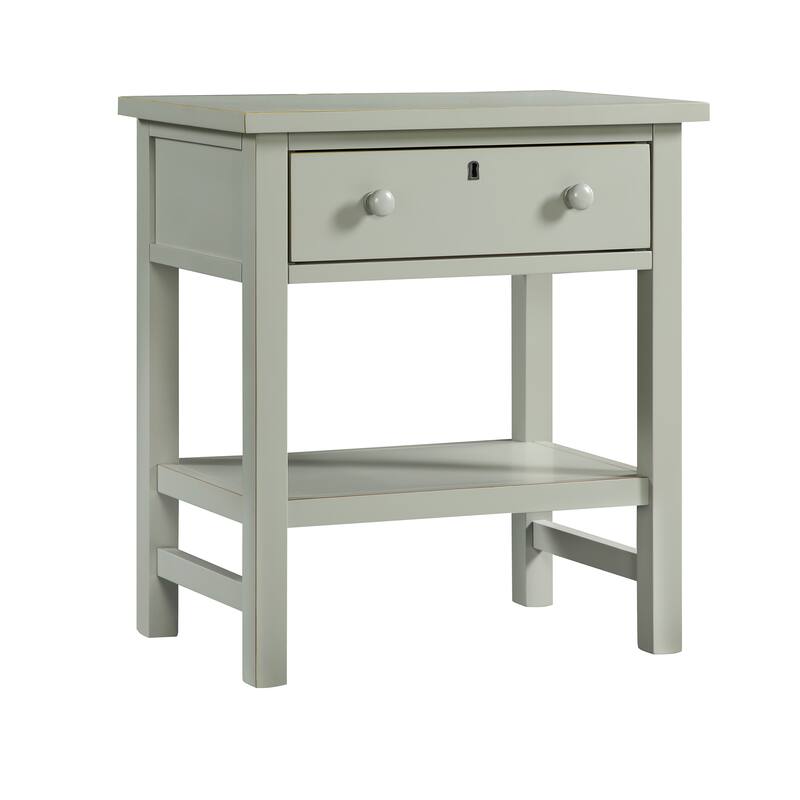1-Drawer Nightstand with Open Shelf and Wooden Knobs Rustic Design
