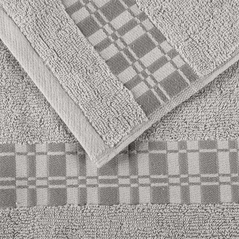 Superior Larissa Cotton Embroidered Geometric Border Bath Towel Set of 4