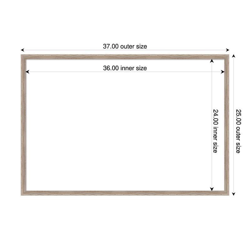 Amanti Art Hardwood Wedge Mocha Framed Dry Erase Magnetic Board - 37 x 25 in - Hardwood Wedge White Wash