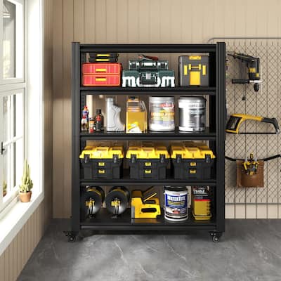5 Tier Adjustable Shelving with Pegboard and Wheel