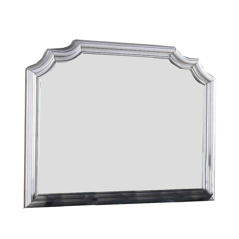 Mirror with Scooped Corner and Molded Detail, Silver