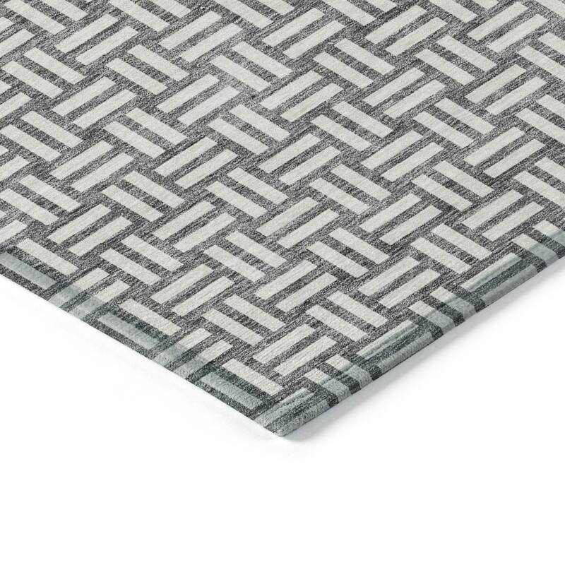 Machine Washable Indoor/ Outdoor Chantille Contempory Crosshatch Rug