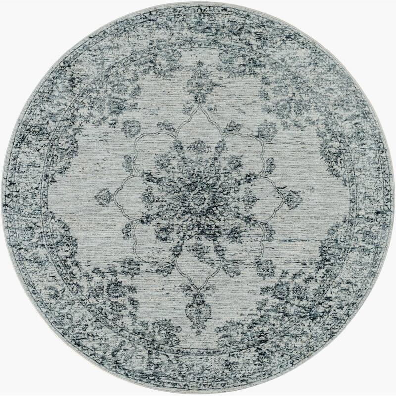 Livabliss Traditional Laila Medallion Area Rug - 5'3" x 5'3" Round - Teal