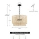 preview thumbnail 4 of 8, 20 in. 4-Light Rattan Tiered Drum Chandelier Light with Black Canopy - 4-Light 20" W