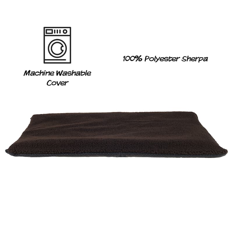 PETMAKER Self-Heating Pet Bed Crate Mat with Washable Sherpa Cover