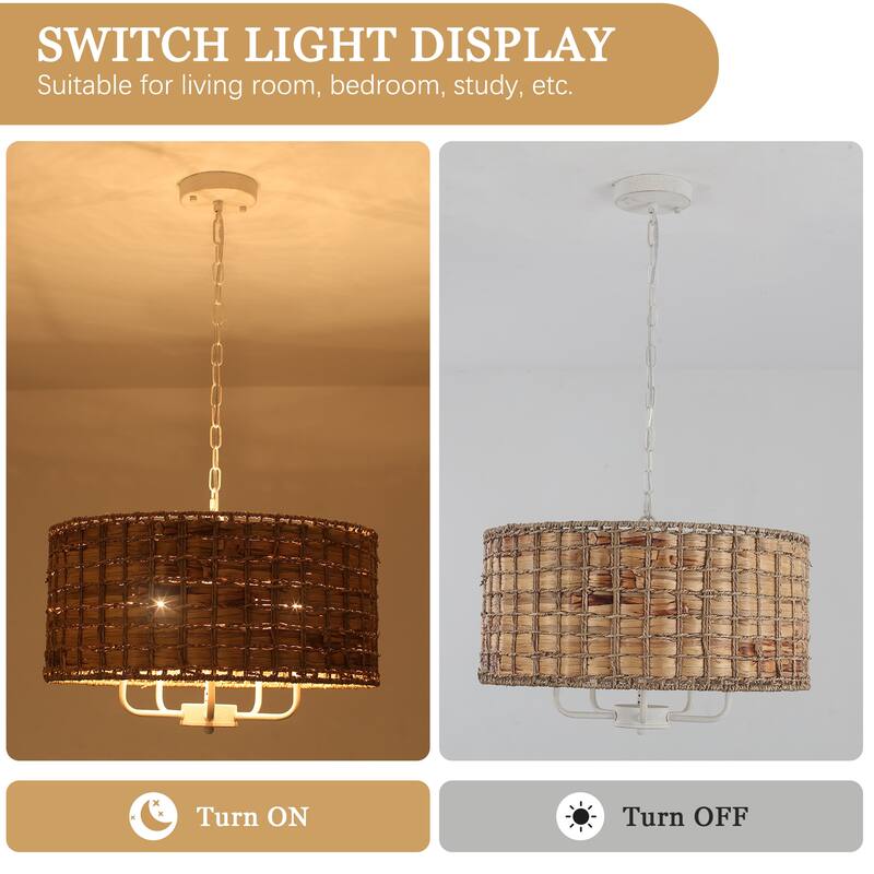5-Light Candlestick Circle Hanging Farmhouse Chandelier Linear Island Chandelier Lighting for Dining Room