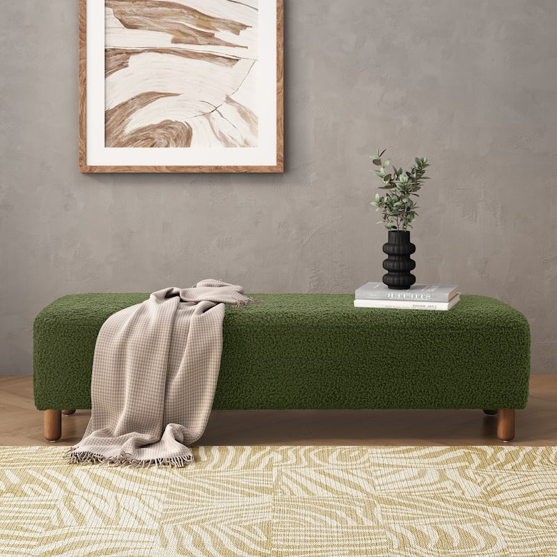 Naci Modern Boucle Ottoman Bench by Christopher Knight Home - Dark Green