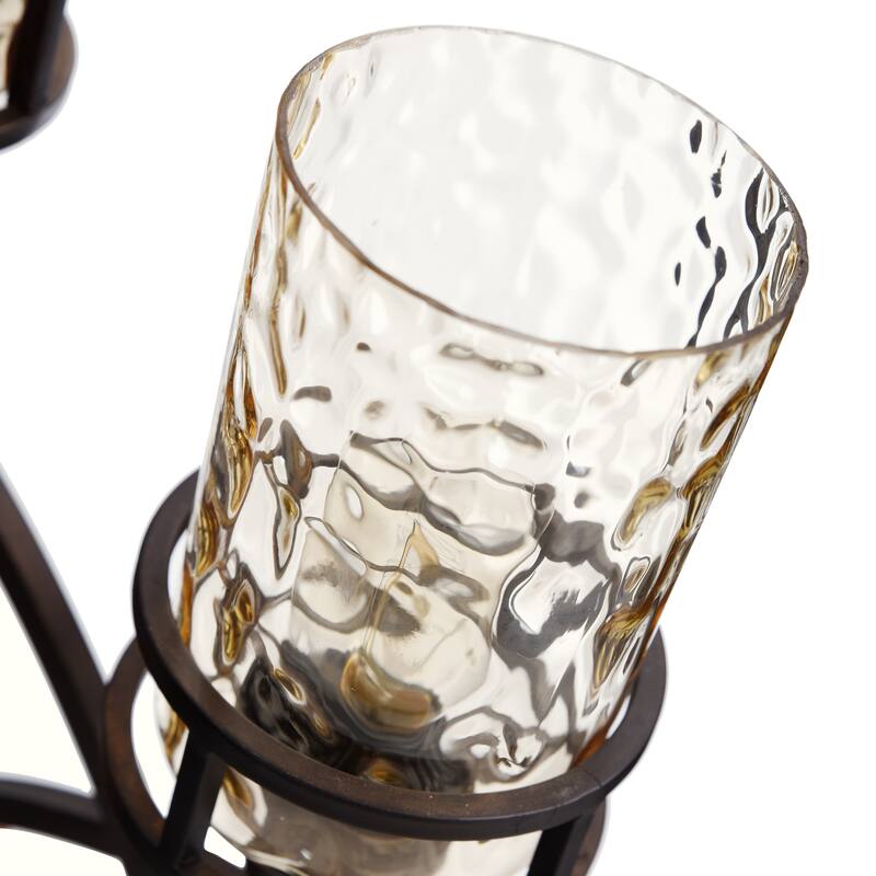 StyleCraft Table Lamp - Bronze Finish - Amber Glass Shade