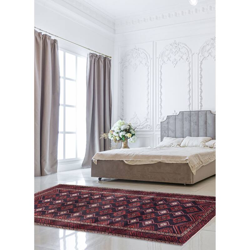 ECARPETGALLERY Hand-knotted Melis Vintage Dark Navy Wool Rug - 4'8 x 9'7