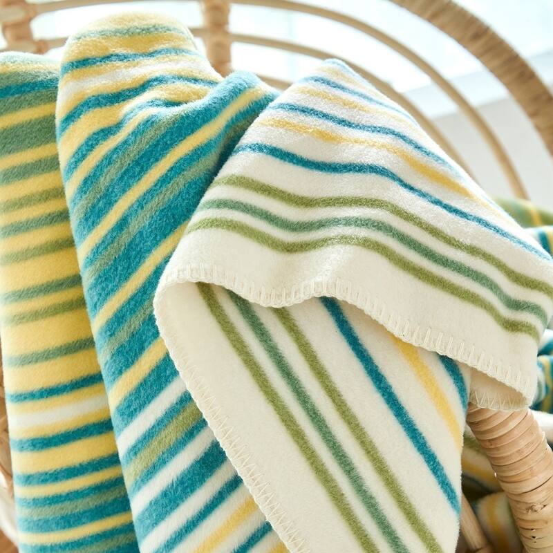 IBENA Tropical Green Yellow Striped Throw Blanket 'Makawao'