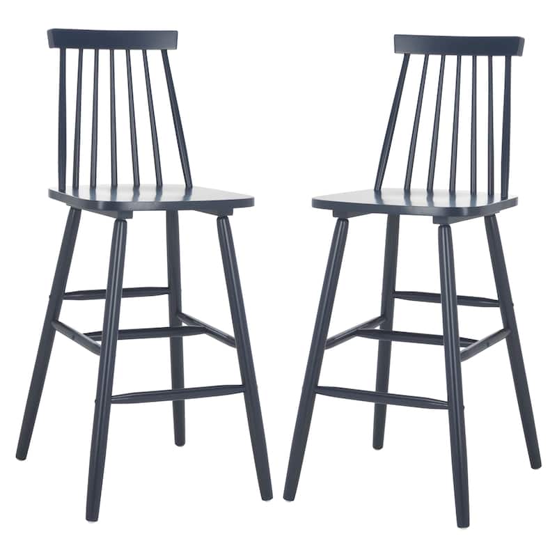 SAFAVIEH Zillah 24-inch Spindle Farmhouse Counter Stool (Set of 2) - 17.7" x 20.5" x 39.1" - 18"W x 21"D x 39"H - Navy