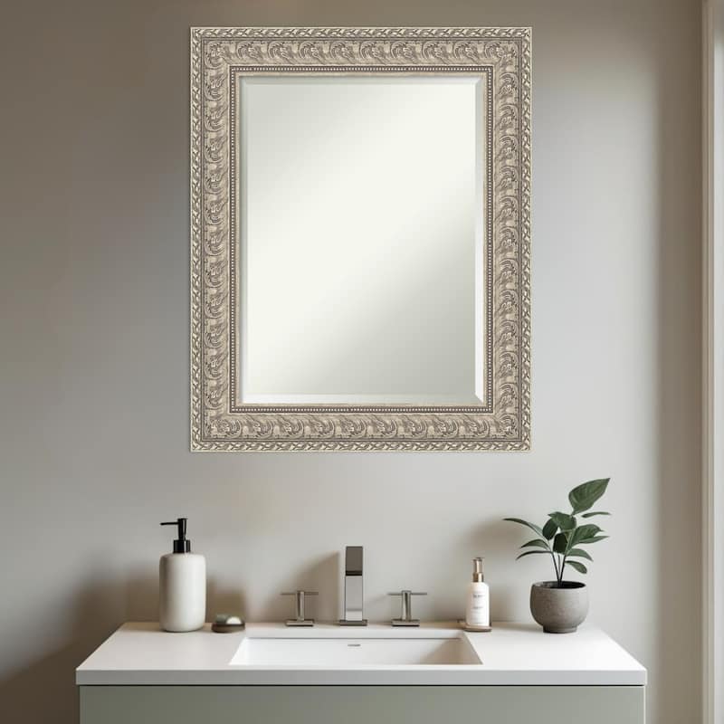Sydney Silver Beveled Framed Bathroom Vanity Wall Mirror - Sydney Silver
