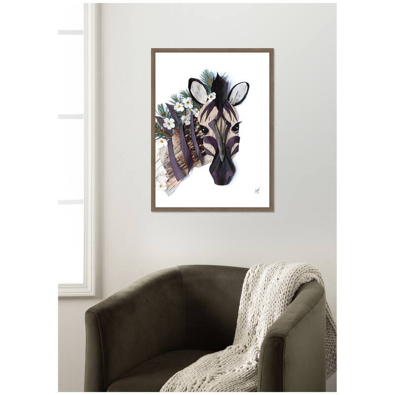 Kate and Laurel Zebra by Madeline Jeppesen Framed Canvas Wall Art Print