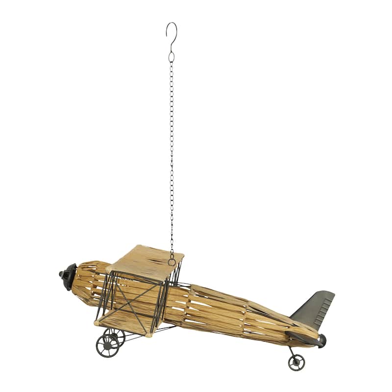 Metal Airplane Handmade Sculpture - Brown - Roche River Decor