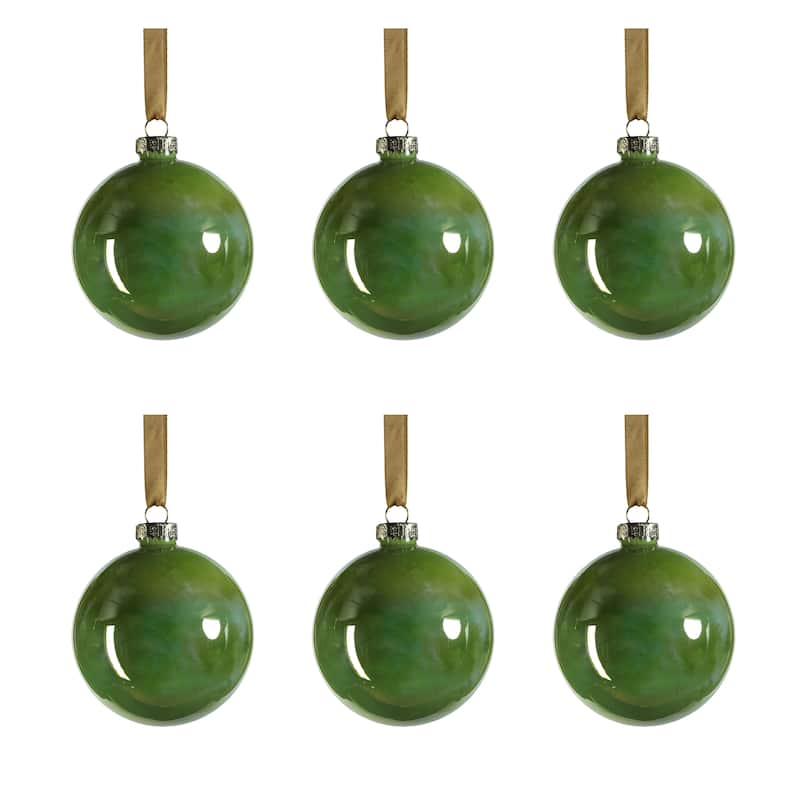 Solid Luster 3.25" Glass Ball Ornaments, Set of 6