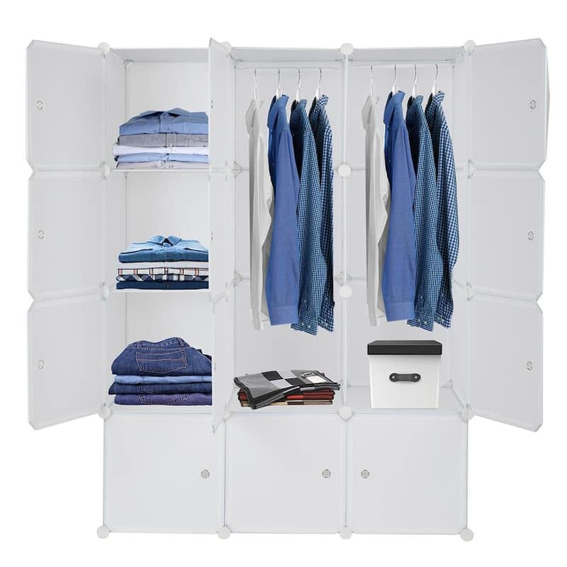 12 Cube Multifunctional Organizer Plastic Cube Storage Shelves - White