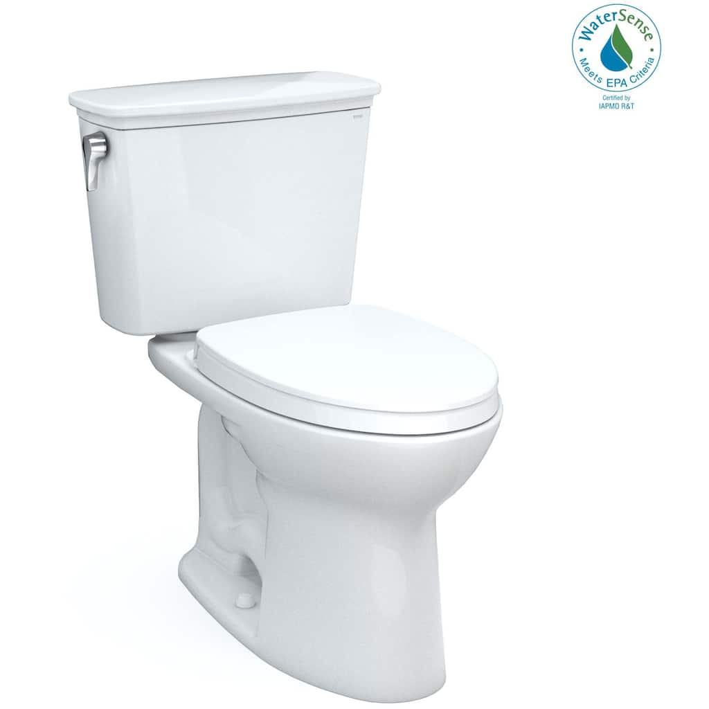Toto MS786124CEFG#01 Drake 1.28 GPF Two Piece Elongated Chair Height Toilet with Left Hand Lever Seat Included