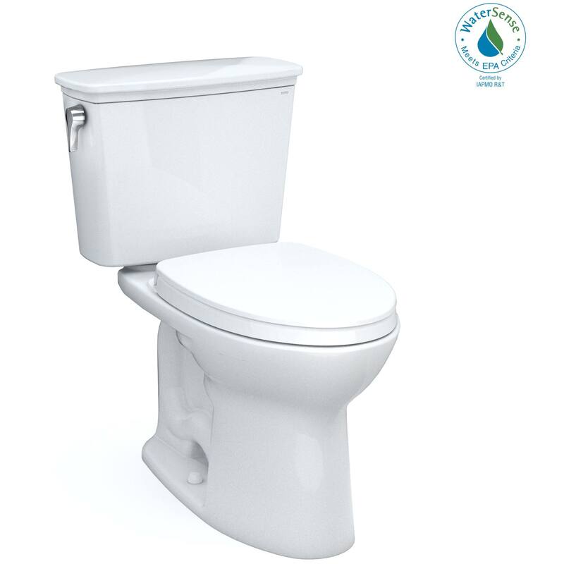 Toto MS786124CEFG#01 Drake 1.28 GPF Two Piece Elongated Chair Height Toilet with Left Hand Lever Seat Included