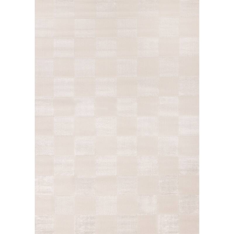 Leonardo White Grey Checkered Area Rug