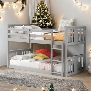 Low Bunk Design Twin over Twin Bunk Bed with Ladder