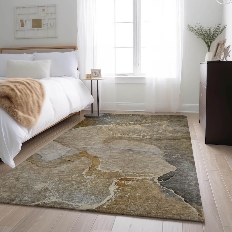 Premium Washable Super Soft Abstract Flow Contemporary Mayfield Rug - Brown - 3' x 5' - Rectangle