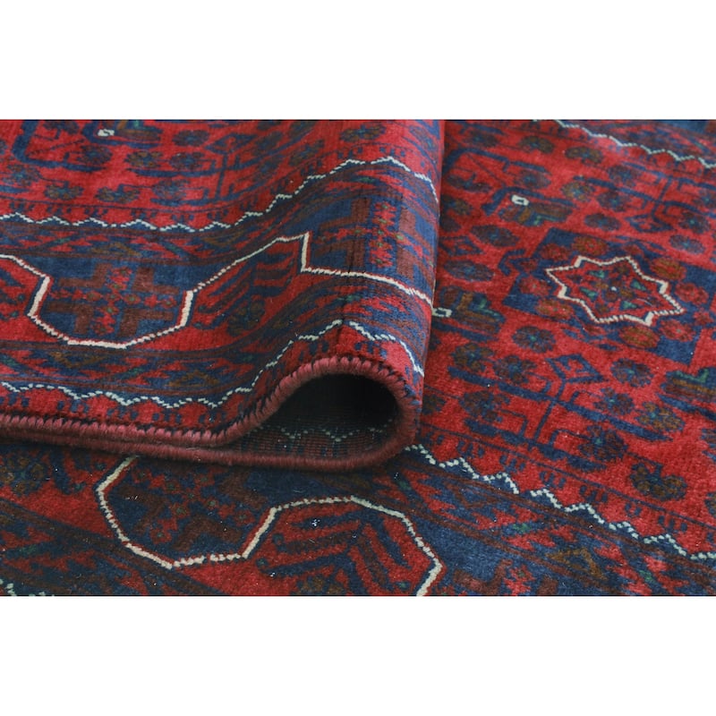 Khamyab Nawar Burgundy/Navy Runner - 2'9" x 12'8"