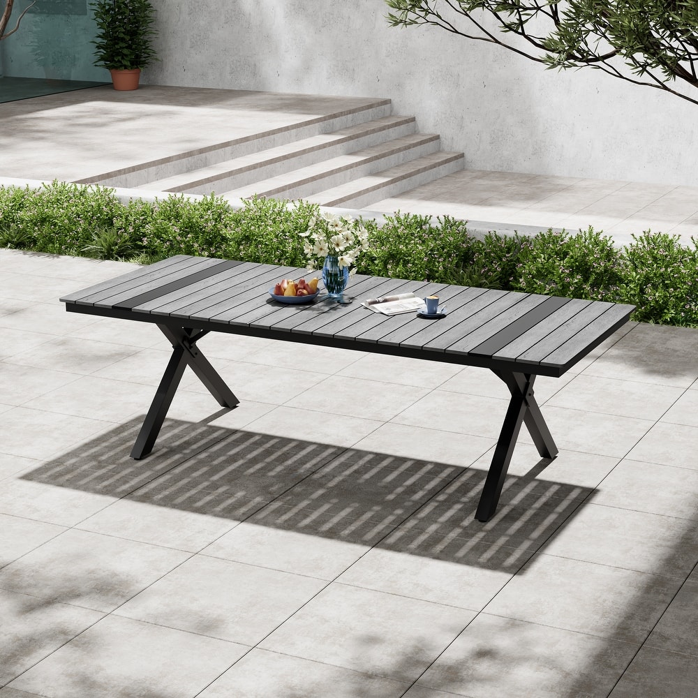 Pellebant Aluminum Rectangular Outdoor Patio Dining Table with Umbrella Hole