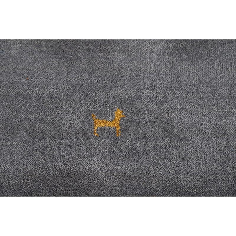 Tribal Gray Gabbeh Oriental Area Rug Hand-Knotted Wool Carpet - 8'1"x 9'11"