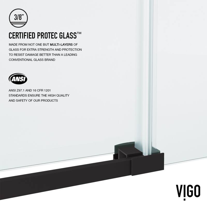 VIGO Hamilton 56" to 60" W x 68" H Frameless Sliding Tub Door