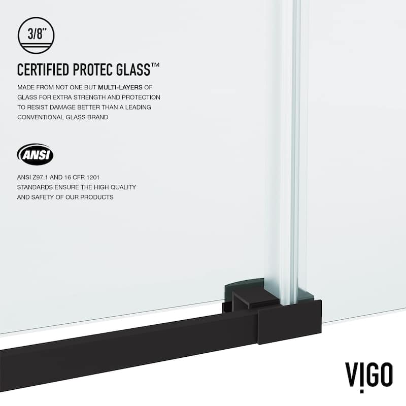 VIGO Hamilton 56" to 60" W x 78" H Frameless Sliding Shower Door